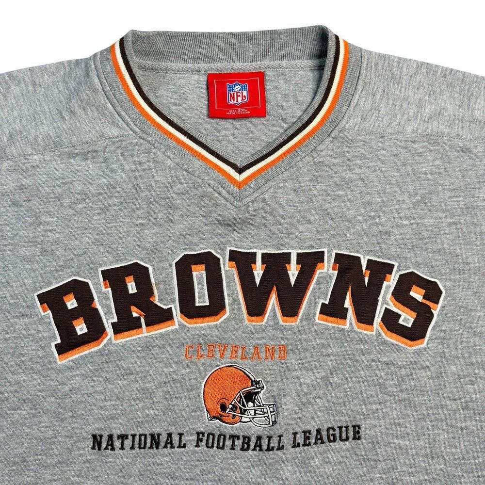 Vintage Cleveland Browns Spell Out Sweatshirt Men’s XXL Gray Fleece NFL Logo Y2K